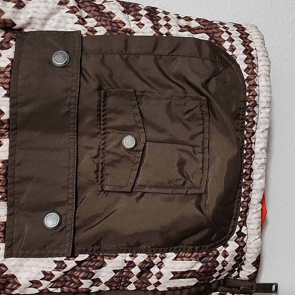 Men's Sean John Mens Brown Orange Print Puffer Vest Size XXL - Picture 2 of 9